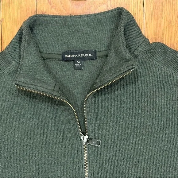 Men’s Gray Banana Republic Merino Quarter-Zip Sweater Sz Med - Picture 3 of 4